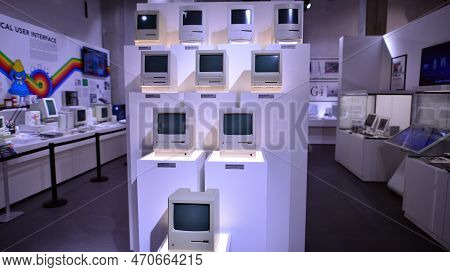 Warsaw, Poland. 10 February 2023. Inside The Apple Museum. Macintosh Pyramid.