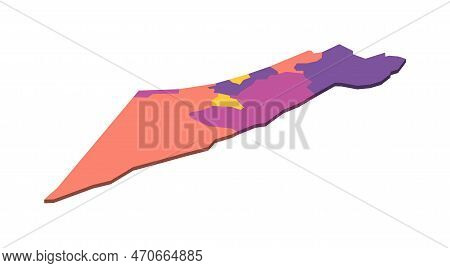 Israel Political Map Of Administrative Divisions - Districts, Gaza Strip And Judea And Samaria Area.