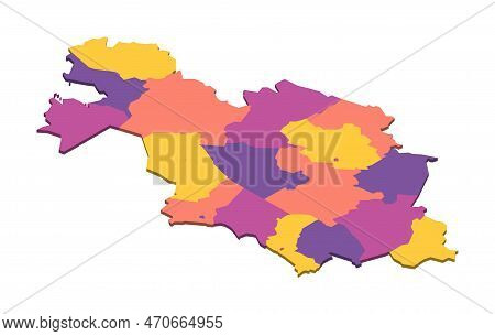 Kazakhstan Political Map Of Administrative Divisions - Regions And Cities With Region Rights And Cit