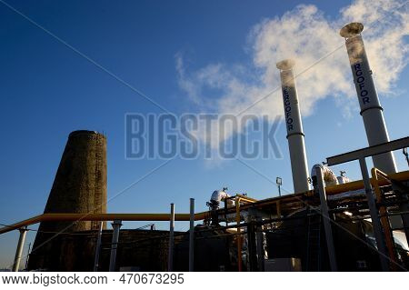 Bucharest, Romania - February 13, 2023: Temporary Thermal Power Plant Built On The Former Cet Titan 