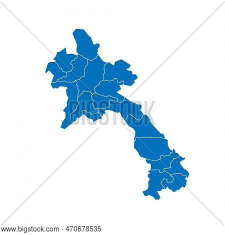 Laos Political Map Of Administrative Divisions - Provinces And Prefecture Of Vientiane. Solid Blue B