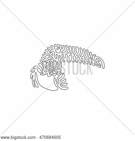 Single One Curly Line Drawing Of Cute Toucan Abstract Art. Continuous Line Draw Graphic Design Vecto