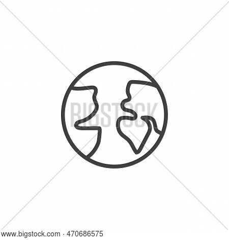 Planet Earth Line Icon. Linear Style Sign For Mobile Concept And Web Design. Earth Globe Outline Vec