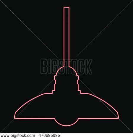 Neon Chandelier Plafond Hanging Lamp Red Color Vector Illustration Image Flat Style Light