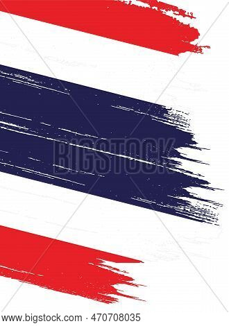 Thailand  Flag With Brush Paint Textured Isolated  On Png Or Transparent Background