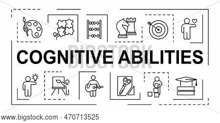 Congitive Abilities Banner. Collection Of Icons For Website. Creative And Logical Thinking, Self Dev