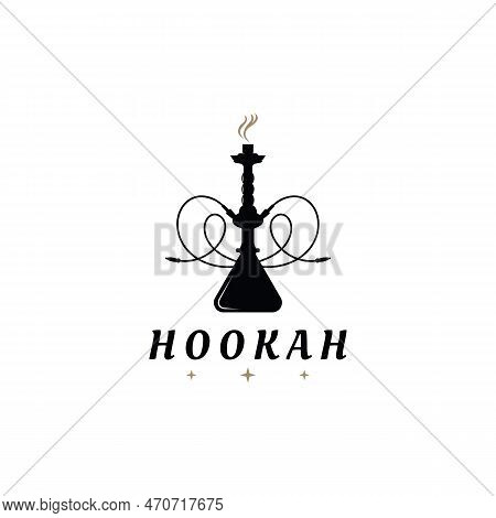 Hookah Shisha Silhouette Logo Template For Bar, Cafe And Club.