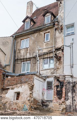Photograph Of A Demolition House In Danger Of Collapsing, Germany