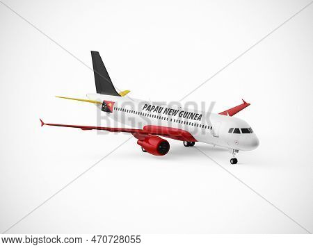 Papau New Guinea 3d Commercial Airplane Isolated Over White