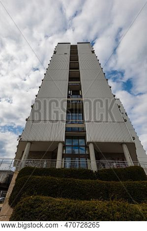Wroclaw, Poland - April 2022: Cityscape Of Big Old Skyscrapers 