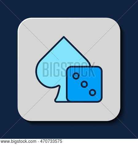 Filled Outline Game Dice Icon Isolated On Blue Background. Casino Gambling. Vector