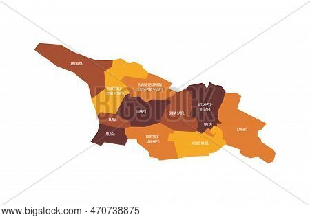 Georgia Political Map Of Administrative Divisions - Regions And Autonomous Republics Of Abkhasia And