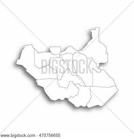 South Sudan Political Map Of Administrative Divisions - States, Administrative Areas And Area With S