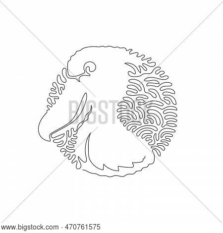 Single Curly One Line Drawing Of Cute Shoebill Abstract Art. Continuous Line Draw Graphic Design Vec