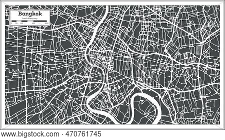 Bangkok Thailand City Map In Retro Style. Outline Map. Vector Illustration.