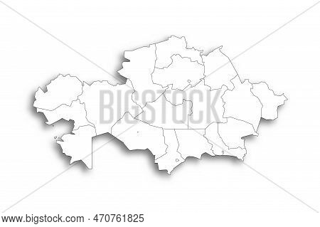 Kazakhstan Political Map Of Administrative Divisions - Regions And Cities With Region Rights And Cit