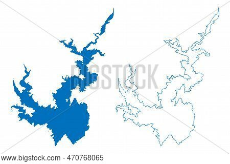 Lake Jocassee Reservoir (united States Of America, North America, Us, Usa, South Carolina) Map Vecto