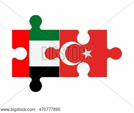 Connected Puzzle Of Flags Of United Arab Emirates And Turkey, Vector