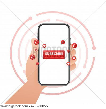 Subscribe Button. Blogging, Promotion. Social Media Concept. Streaming Video. Vector Stock Illustrat