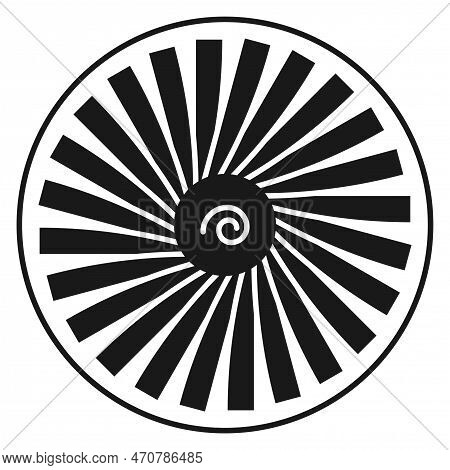 Rotating Fan Blades Icon. Black Jet Engine Impeller