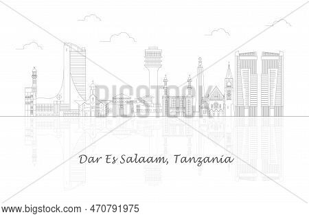 Outline Skyline Panorama Of City Of Dar Es Salaam, Tanzania - Vector Illustration