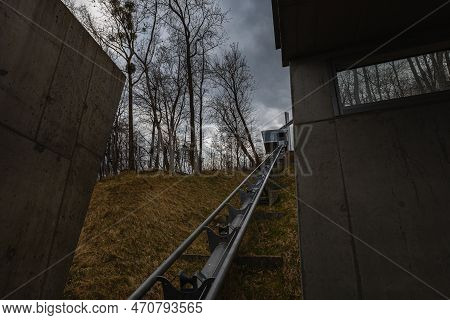 Gdynia, Poland - April 2022: Small Roller Coaster To The Viewpoint Kamienna Gora