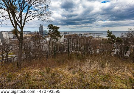 Gdynia, Poland - April 2022: Landscape Panorama Of City And Sea Coast Seen From Small Square With Vi