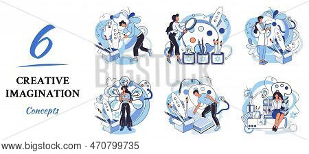Creative Mind, Imagination Or Brainstorm Or Originative Idea Concept. Creative Imagination. Phantasy