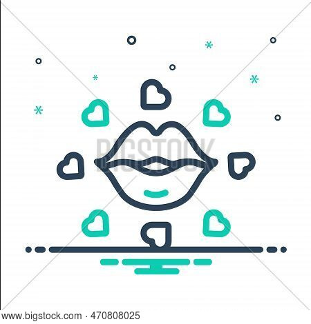 Mix Icon For Kissing Lips Love Mouth Kiss Osculation Sexy Hearts Valentines Romantic