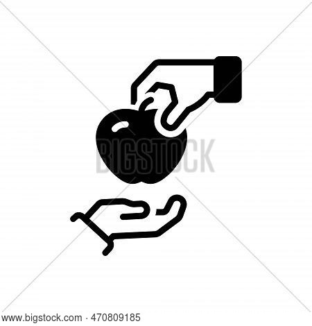 Black Solid Icon For Take Divest Obtain Gain Pick-up Attain Collect Fruit Grab Beg