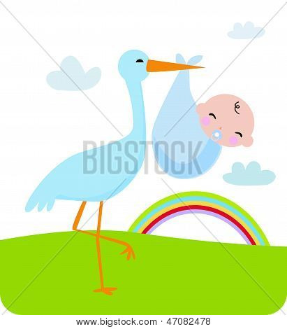 Stork and baby