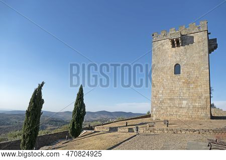 Pinhel, Portugal - August 2, 2022: Historic Pinhel Castle Tower In The City Pinhel, Portugal