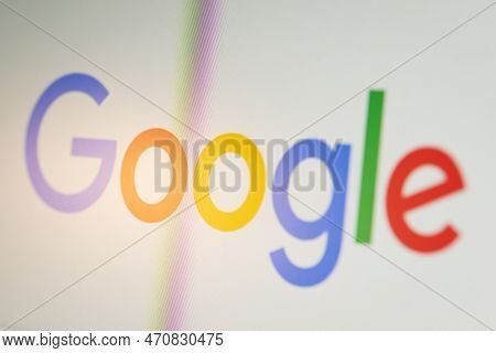 Computer Screen With Google Logo. Chernihiv, Ukraine - 15 January 2022