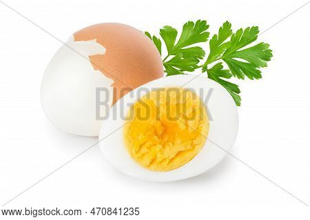 Boiled Egg And Half Isolated On White Background
