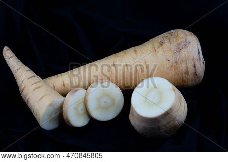 Freshly Harvested Yellow Pastinaca Sativa Garden Roots