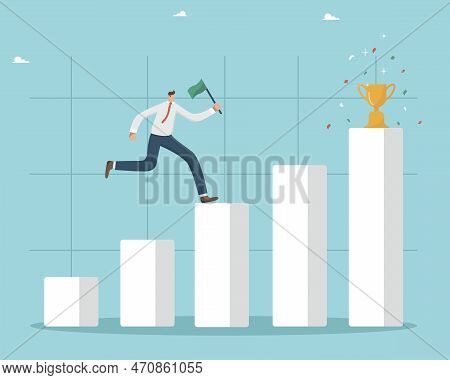 Business Winner, Achieving A Career Goal And Success, Winning A Prize Or Bonus, Fulfilling A Challen