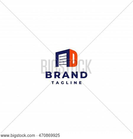 Storage Door And Letter D Logo Design. The Initials Of The Letter D Form A Storage Building.