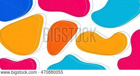 Colorful Simple Shapes Abstract Background With Solid Blue, Pink And Orange Soft Color On Background