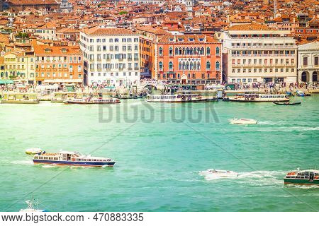 Traitional Venice Houses Waterfronts Over Canal, Italy