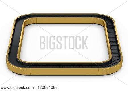 Airport Luggage Conveyor Belt From Baggage Claim Area On White Background.