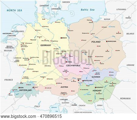 Vector Map Of The States Of Central Europe