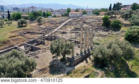 Aerial View Of Izmir Smyrna Mound. High Quality Photo