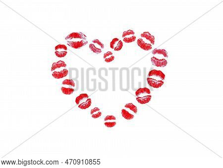 Heart And Lips In Lipstick Print Isolate