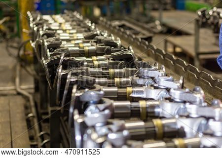 Cardan Shafts And Gimbal Transmissions Moving On Conveyor