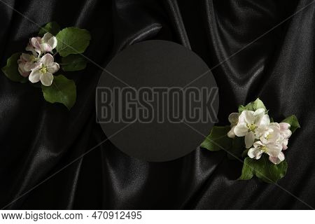 Round Geometric Platform Podium Stand For Cosmetics Product Presentation And Spring Blooming Tree Br