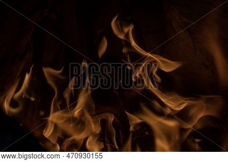 Fiery Background, Fire And Smoke After Fire Crackers Got Fire. Fire Explosion