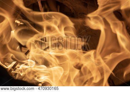 Fire Explosion, Fiery Background, Fire And Smoke After Fire Crackers Got Fire.