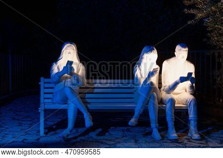 Brescia - Italia. February 15, 2023: Light Is Life, (festa Delle Luci A2a), Illuminated Human Figure
