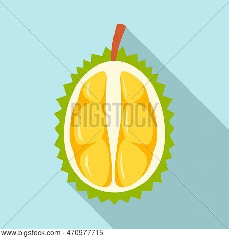 Half Fresh Durian Icon. Flat Illustration Of Half Fresh Durian Icon For Web Design