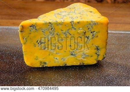 Cheese Collection, English Old Shropshire Blue Cheese Close Up